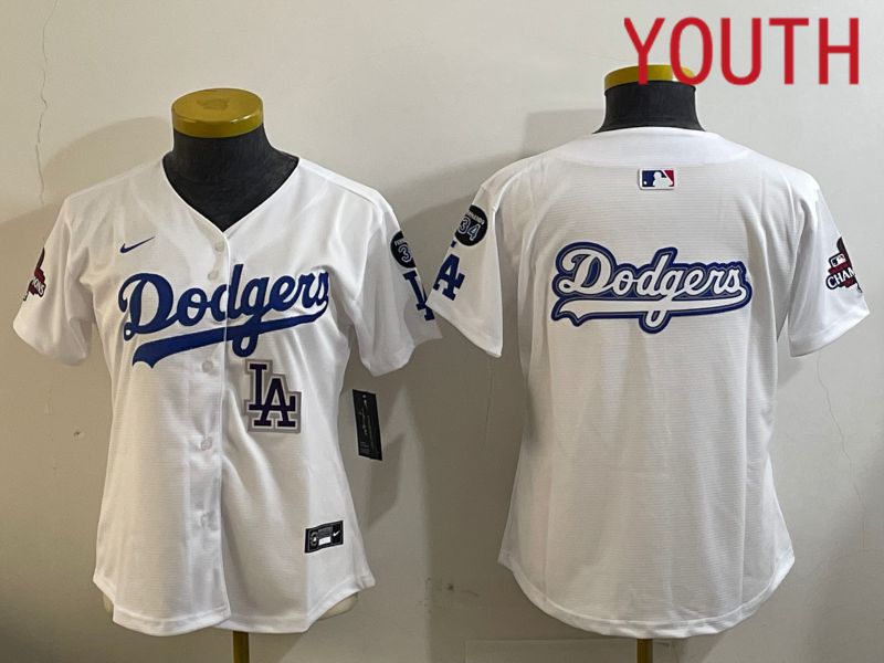 Youth Los Angeles Dodgers Blank White Game 2024 Nike MLB Jersey style 12095